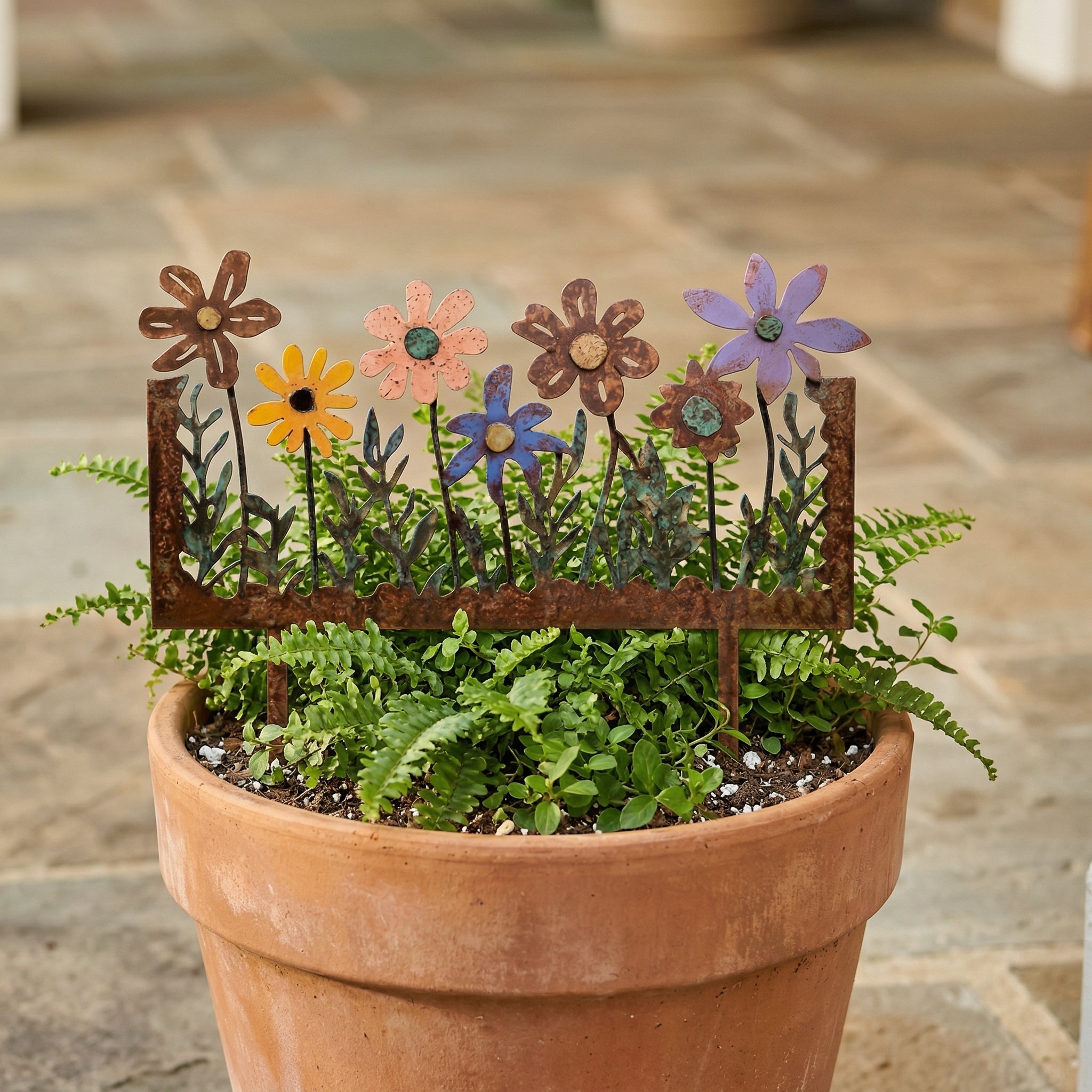Colorful Metal Flower Garden Stake