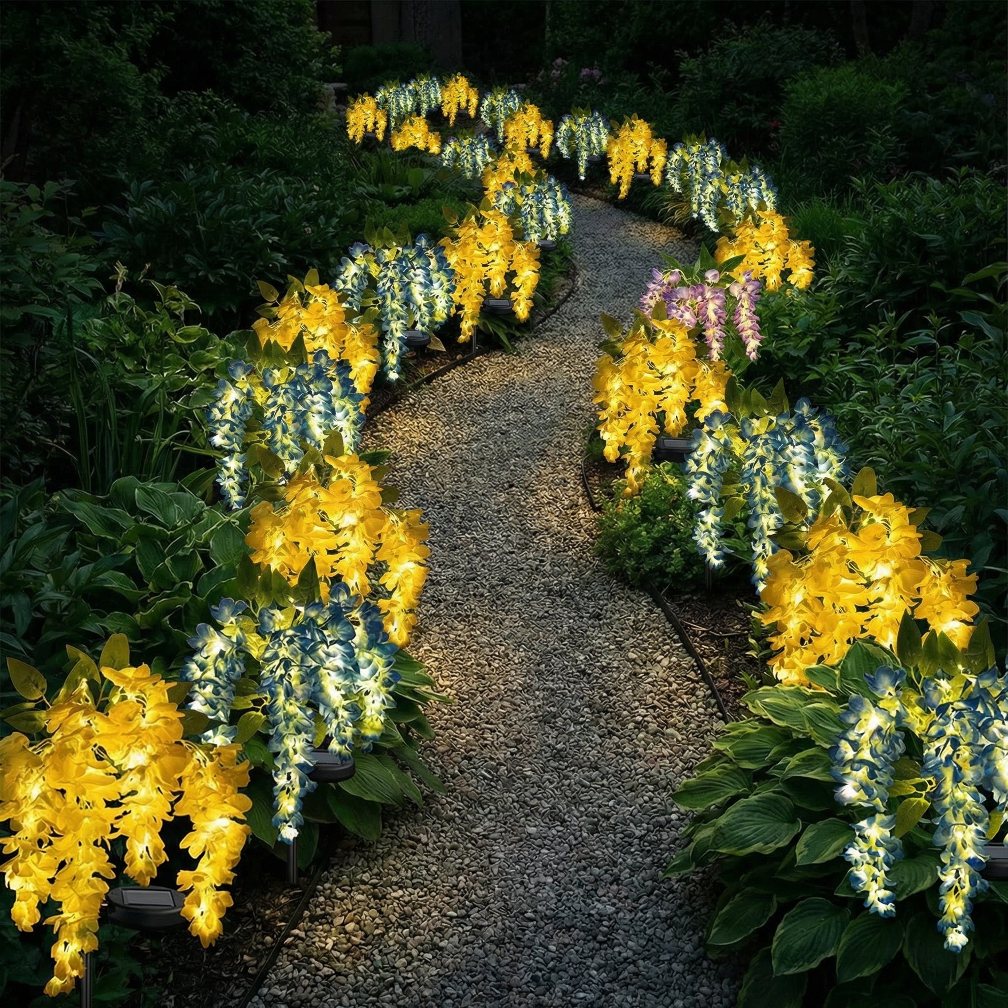 Solar LED Wisteria Flower Stake Lights for Outdoor Garden